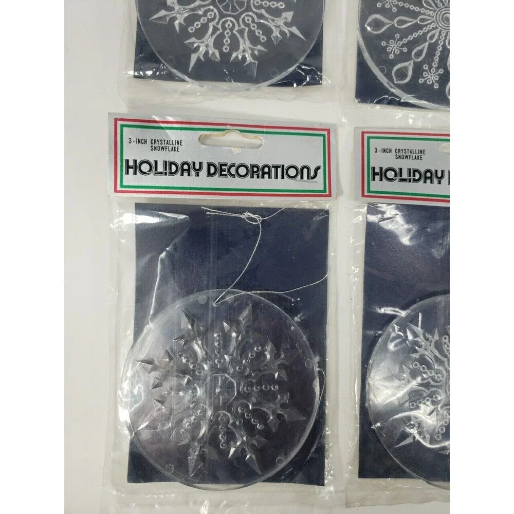 Crystalline Snowflake Ornaments VTG 1978 NOS Hong Kong Household Merchandising